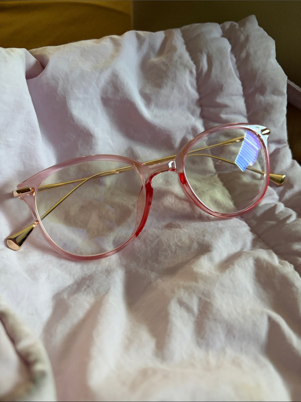 Pink Transparent Round Blue Light Glasses